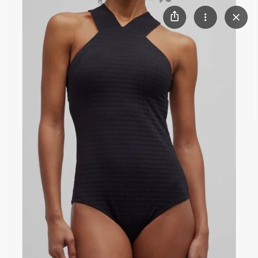 Shoshanna Black High-Neck Textured One-Piece Swimsuit Xl Long Nwt